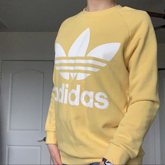 adidas Tops - Adidas Yellow Trefoil Crewneck Sweatshirt